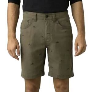 Prana Men's Brion Shorts Olive Green Size 30 Green Mountain Print NEW